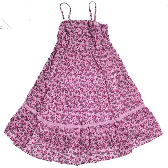 torrid Pink Gold Floral Chiffon and Lurex Tiered Ruffles Maxi Dress Size 2 - NWT - Picture 2 of 10